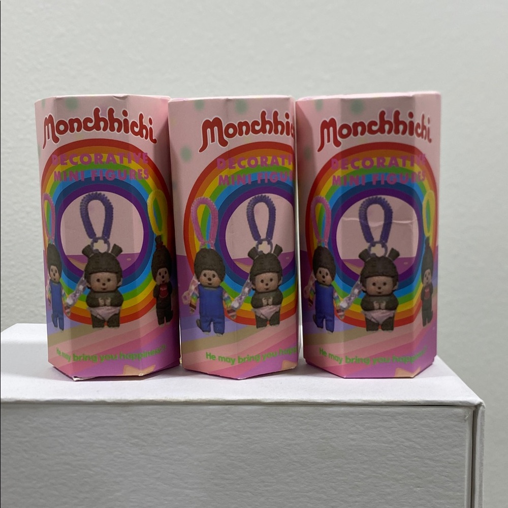 Monchhichi Pink Key & Card Holder set of 3 keychain blind boxes
